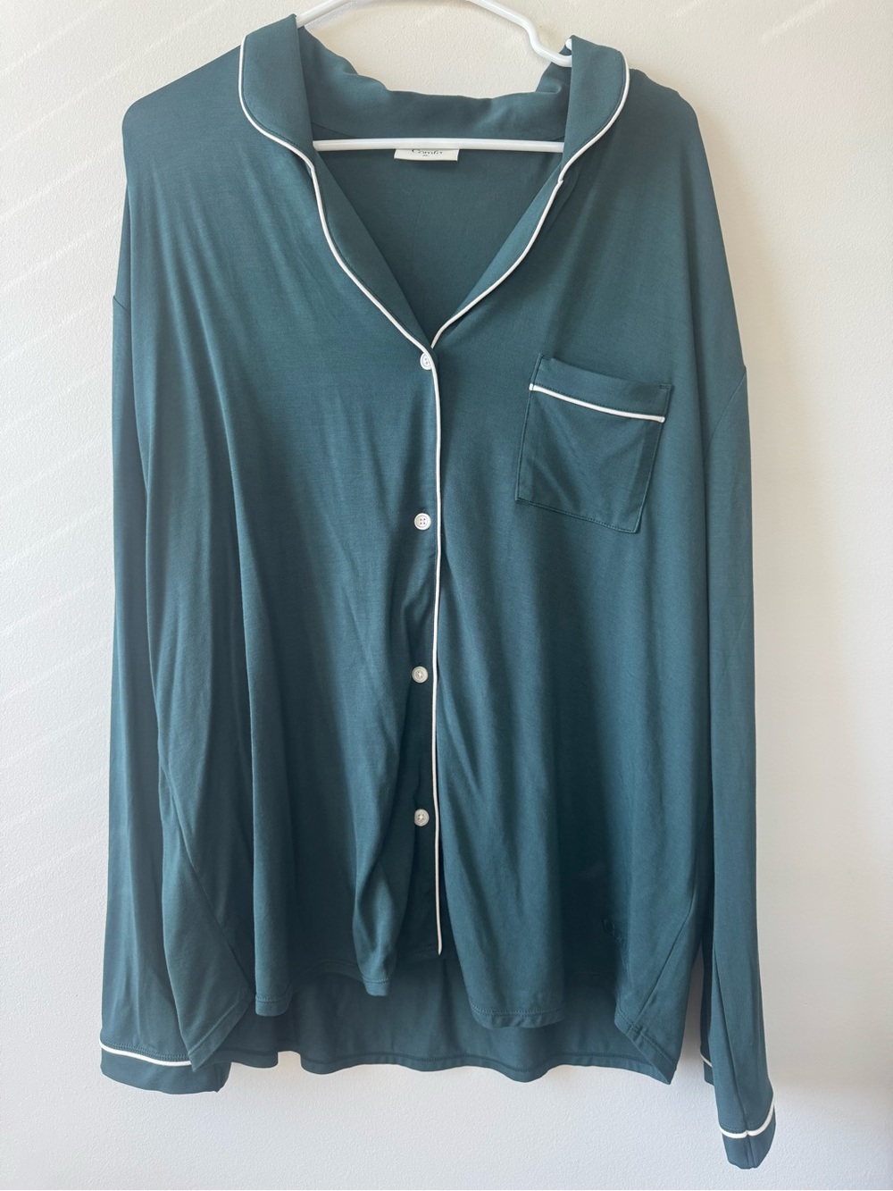 Comfrt Green Long Sleeve Pajama Top Button Down Modal Spandex Sleepwear Sz XL